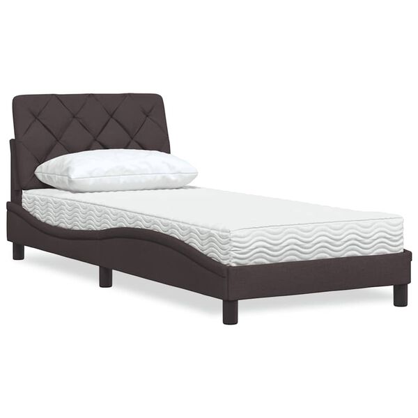 vidaXL Bett mit Matratze Dunkelbraun 90x200 cm Stoff