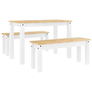 vidaXL 3-tlg. Essgruppe PANAMA Wei&szlig; Massivholz Kiefer
