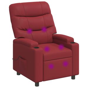 vidaXL Massagesessel mit Liegefunktion Weinrot 75 x 93 x 102 cm Stoff