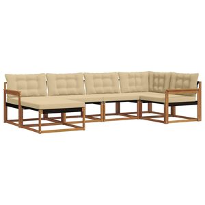 vidaXL Outdoor-Sofagarnitur 6 Stk. Natur und Beige Massivholz Akazie