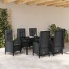 vidaXL Garten Essgruppe mit Kissen 7 pcs Schwarz Poly-Rattan