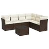 vidaXL 7-tlg. Garten-Sofagarnitur mit Kissen Braun Poly Rattan