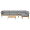 vidaXL Sofa Set mit Kissen Uni 5 pcs Grau Massivholz Akazie