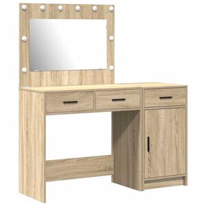 vidaXL Schminktisch mit Spiegelbeleuchtung 2 pcs Braun Holzwerkstoff