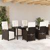 vidaXL Garten Essgruppe mit Kissen 7 pcs Braun Poly-Rattan