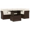 vidaXL 6-tlg. Garten-Sofagarnitur mit Kissen Braun Poly Rattan