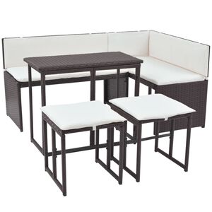 vidaXL 5-tlg. Garten-Essgruppe Stahl Poly Rattan Braun