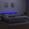 vidaXL Boxspringbett mit Matratze & LED Hellgrau 200x200 cm Stoff