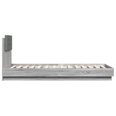 vidaXL Bettgestell mit Kopfteil und LED-Leuchten Grau Sonoma 90x200 cm