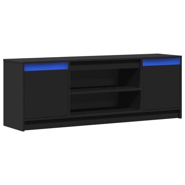 vidaXL TV-Schrank mit LED-Beleuchtung Schwarz 139,5x34x50 cm