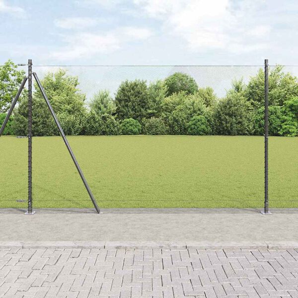 vidaXL Zaunpfosten Grau 25 x 1,6 m (13 mm Maschenweite) Stahl und PVC