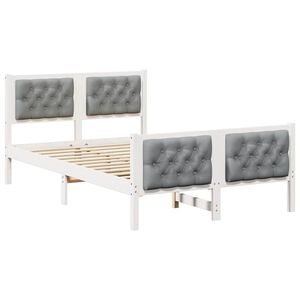 vidaXL Bettrahmen Hellgrau 135 x 190 cm Massives Kiefernholz