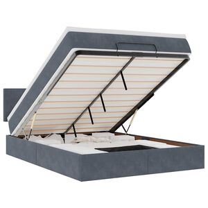 vidaXL Ottoman-Bett mit Matratze & LEDs Dunkelgrau 140x200 cm Samt
