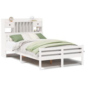 vidaXL Massivholzbett mit Regal ohne Matratze Wei&szlig; 135x190 cm Kiefer