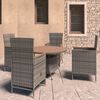 vidaXL 5-tlg. Garten-Essgruppe mit Kissen Poly Rattan Grau