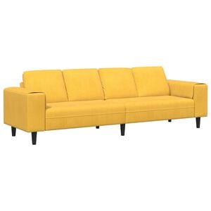 vidaXL Sofa mit Kissen Helles Gelb 250 x 77 x 76 cm Cordstoff