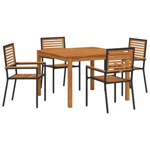 vidaXL Garten Essgruppe 5 pcs Schwarz Poly Rattan