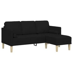 vidaXL Sofa Set mit Kissen Schwarz Polyester
