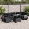vidaXL 8-tlg. Garten-Sofagarnitur mit Kissen Schwarz Poly Rattan
