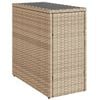 vidaXL Garten-Beistelltisch Glasplatte Beige 58x27,5x55 cm Poly Rattan