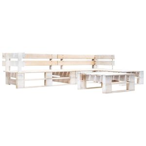 vidaXL 4-tlg. Garten-Paletten-Sofagarnitur Holz Wei&szlig;
