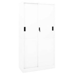 vidaXL B&uuml;roschrank mit Schiebet&uuml;r Wei&szlig; 90x40x180 cm Stahl