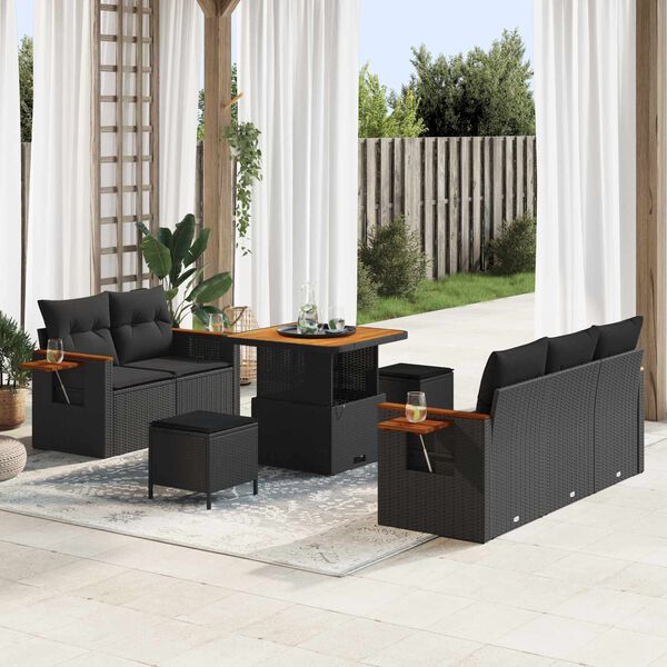 vidaXL Gartensofa-set mit Kissen 8 pcs Schwarz