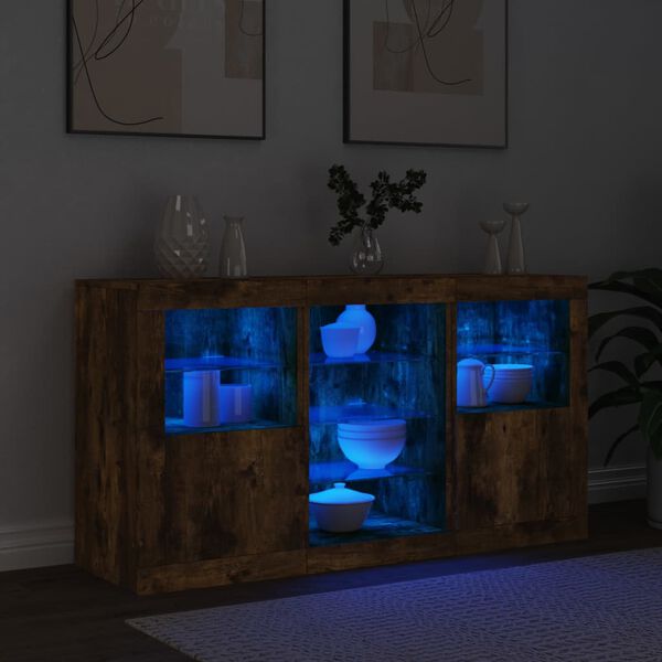 vidaXL Sideboard mit LED-Leuchten R&auml;uchereiche 123x37x67 cm