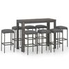 vidaXL 9-tlg. Gartenbar-Set mit Kissen Poly Rattan Grau