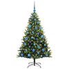 vidaXL K&uuml;nstlicher geflammter Weihnachtsbaum 150 LEDs Gr&uuml;n 150 cm