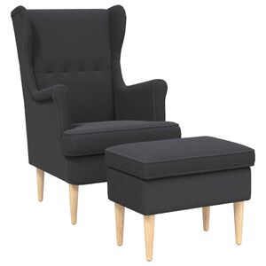 vidaXL Sessel mit Fu&szlig;hocker 2 stk. Dunkelgrau Boucl&eacute;