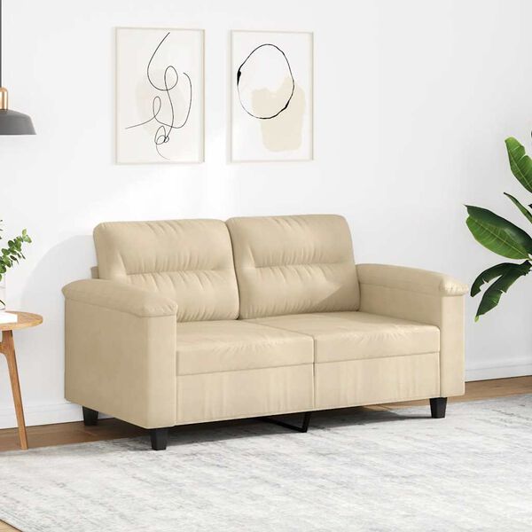 vidaXL 2-Sitzer-Sofa Creme 120 cm Mikrofasergewebe