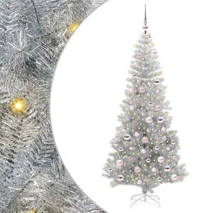 vidaXL Weihnachtsbaum mit 300 LEDs mit Ständer Silber 180 cm Haustier