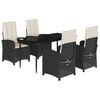 vidaXL 5-tlg. Garten-Essgruppe mit Kissen Schwarz Poly Rattan