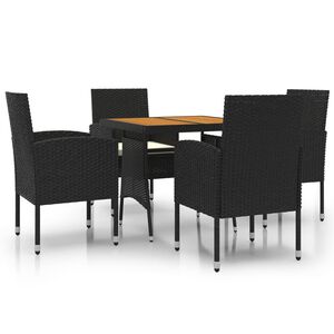 vidaXL 5-tlg. Garten-Essgruppe Poly Rattan Schwarz