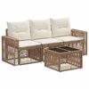 vidaXL Gartensofa-set 4 stk. Beige und Cremewei&szlig; Poly-Rattan