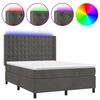 vidaXL Boxspringbett mit Matratze & LED Dunkelgrau 140x200 cm Samt