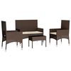 vidaXL 4-tlg. Garten-Lounge-Set mit Kissen Braun Poly Rattan