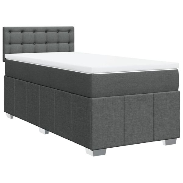 vidaXL Boxspringbett mit Matratze Dunkelgrau 100x200 cm Stoff