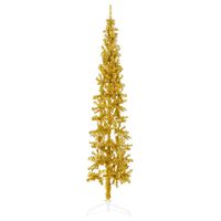 vidaXL Künstlicher Halb-Weihnachtsbaum mit Ständer Schlank Gold 180 cm
