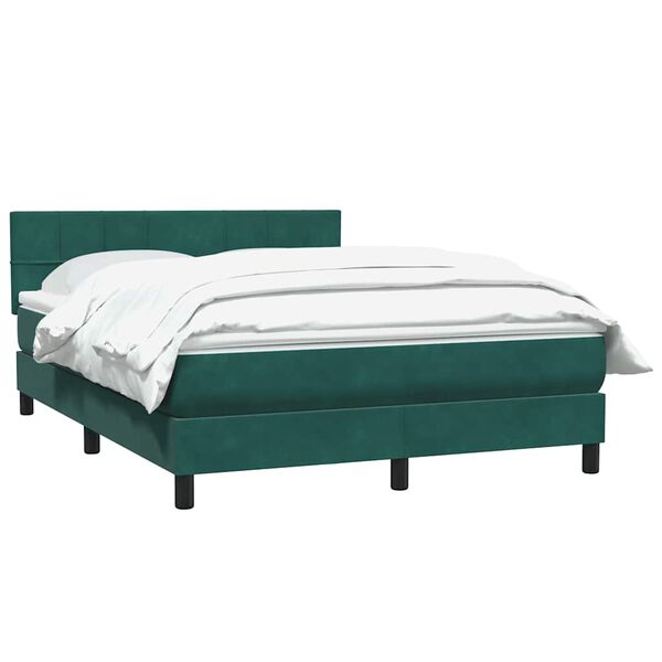 vidaXL Boxspringbett mit Matratze Dunkelgr&uuml;n 140x220 cm Samt