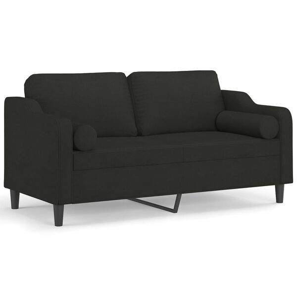 vidaXL 2-Sitzer-Sofa mit Kissen Schwarz 140 cm Stoff