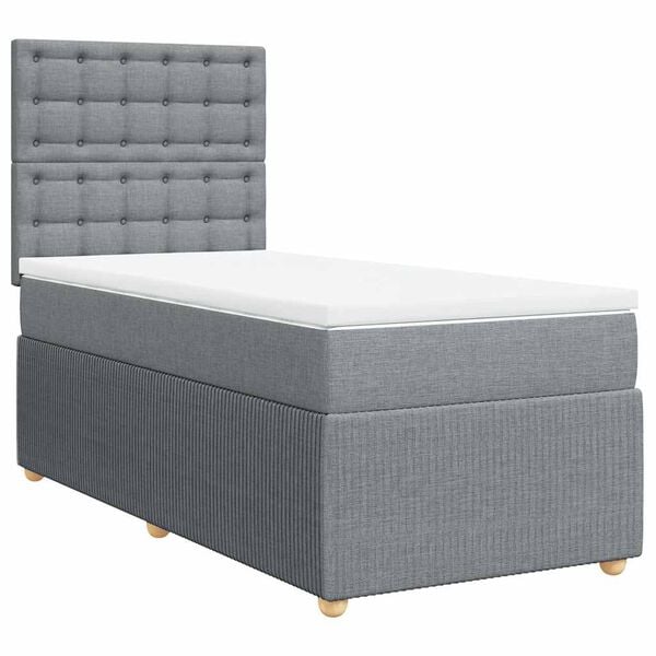 vidaXL Boxspringbett mit Matratze Hellgrau 80x200 cm Stoff