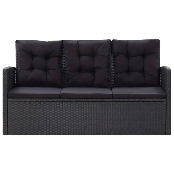 vidaXL 6-tlg. Garten-Lounge-Set mit Kissen Poly Rattan Schwarz