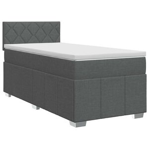 vidaXL Boxspringbett mit Matratze Dunkelgrau 90 x 190 cm Stoff