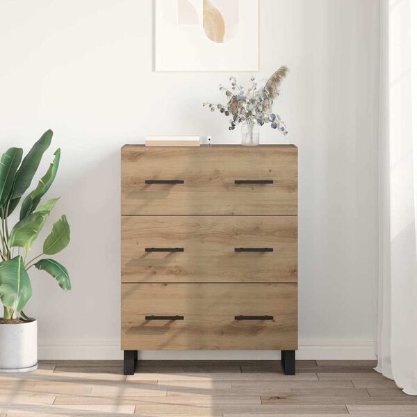 vidaXL Sideboard Artisan-Eiche 69,5 x 34 x 90 cm Verbundholz und Eisen