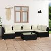 vidaXL 7-tlg. Garten-Lounge-Set mit Kissen Poly Rattan Schwarz