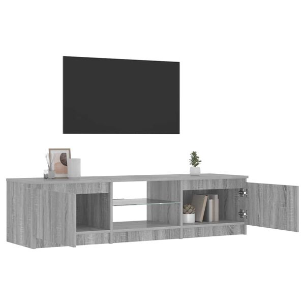 vidaXL TV-Schrank mit LED-Leuchten Grau Sonoma 140x40x36 cm