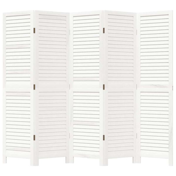 vidaXL 5-tlg. Raumteiler Wei&szlig; Massivholz Paulownia