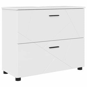 vidaXL Badezimmerschrank mit Speicher Hochglanz Wei&szlig; 76,5 x 35 x 64 cm
